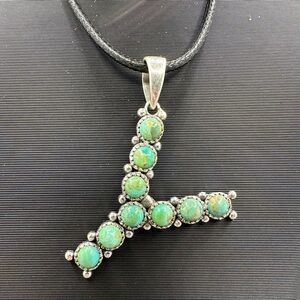 Y Sterling Silver 925 Turquoise Initial Letter Y Necklace Pendant Handmade